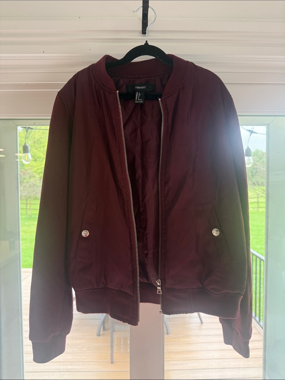 Forever 21 Women's Maroon Bomber Jacket